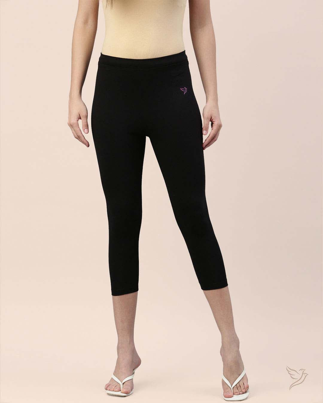 Carbon Black Cotton Capri Legging