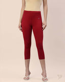 Cotton Capri Legging - La Burgandy