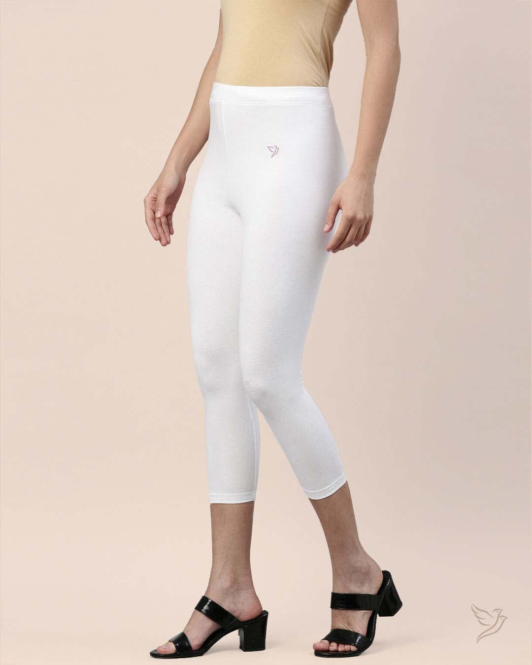 Ladies white capri leggings hotsell