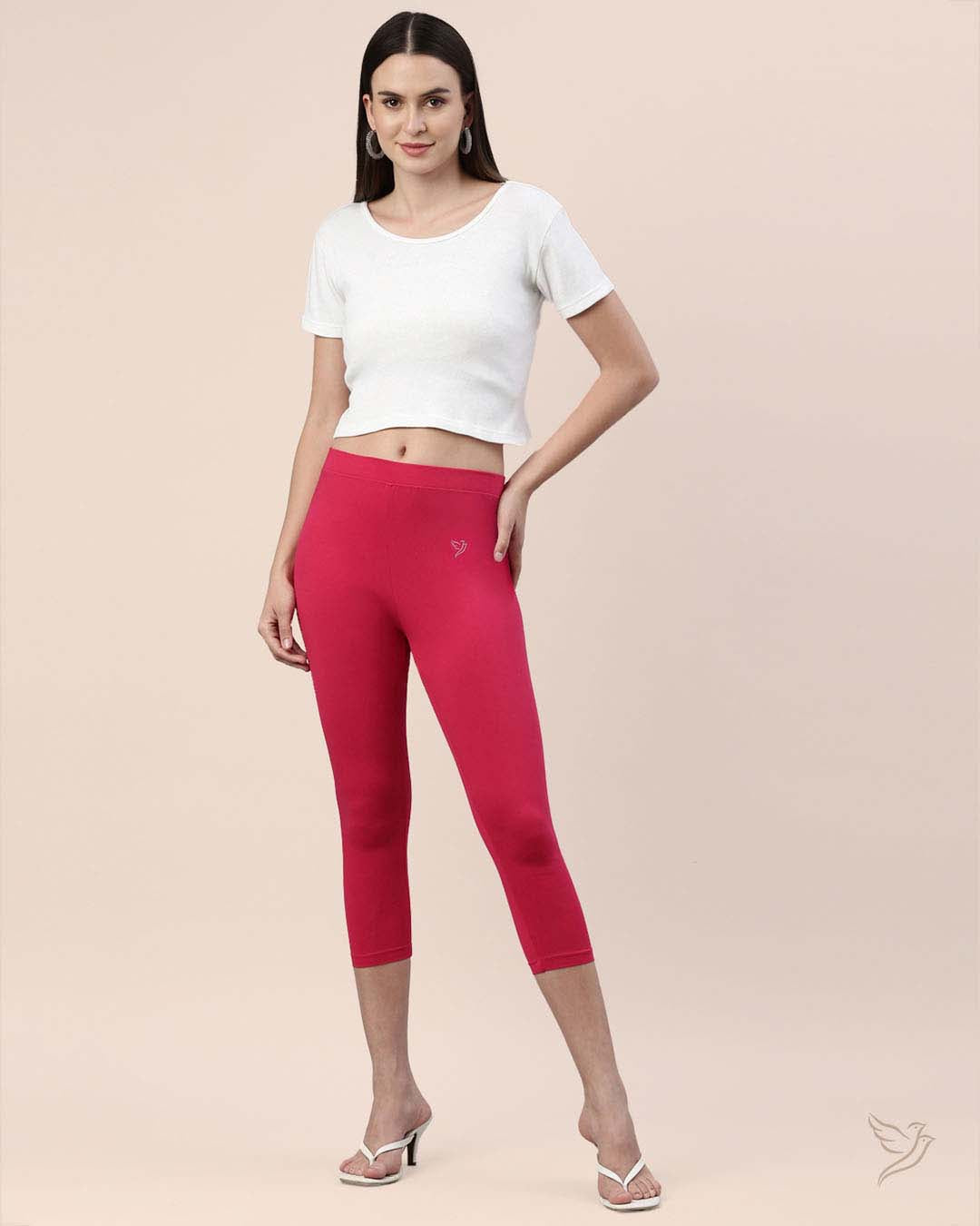 Luxury Pink Paradise Cotton Capri Legging  