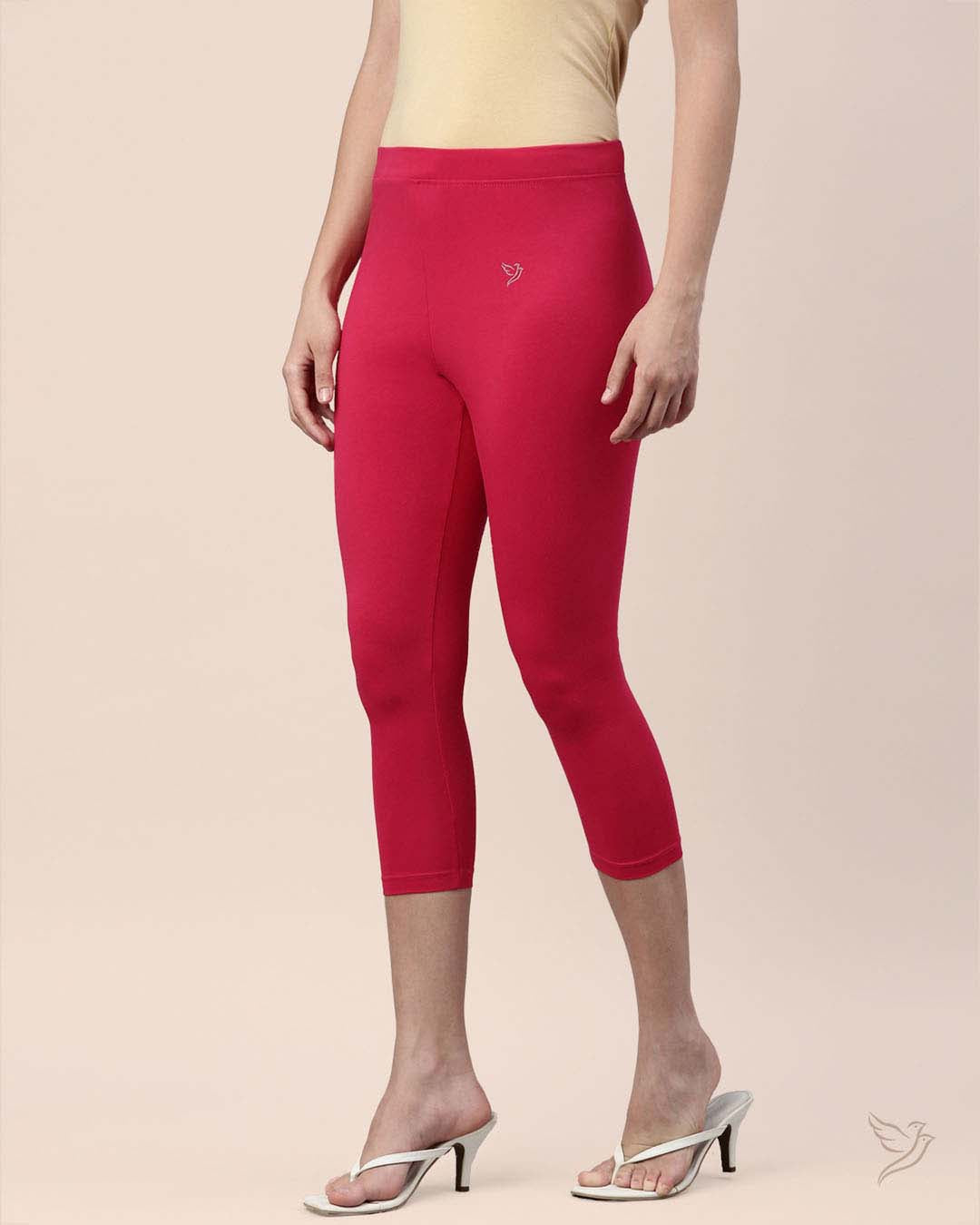 Pink Paradise Cotton Capri Legging for College girls