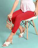 Viscose 7/8 High Ankle/Cropped Leggings - Crimson Red