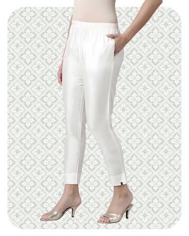Metallic Straight Pant - Metallic White