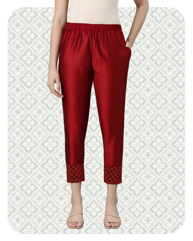 Metallic Straight Pant - Plum Berry