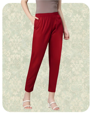 Flexi Kurti Pant - Cherry Berry