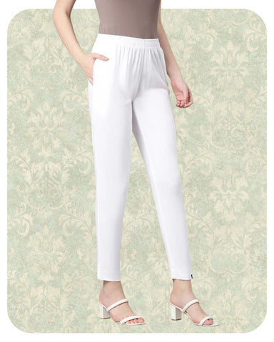 Flexi Kurti Pant - White Plus