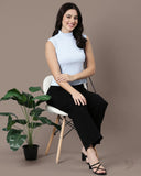 Sleeveless Ribbed Tee - Baby Blue