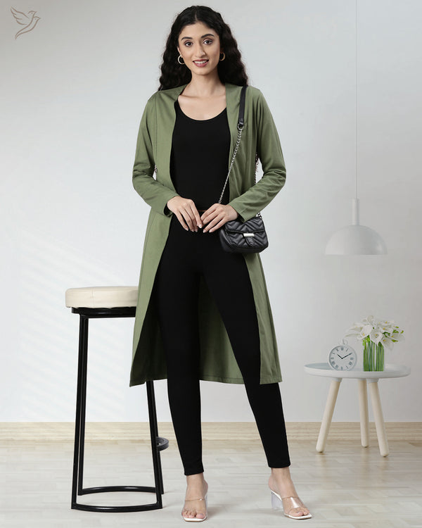 Women Shrug Long Line - Light Olive