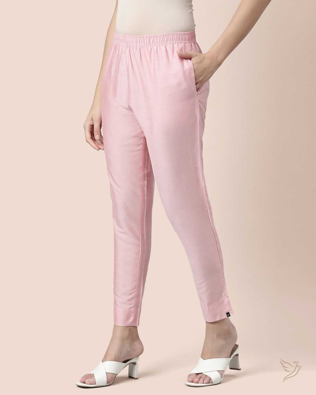  Pink Smoothie Metallic Straight Pant for Women