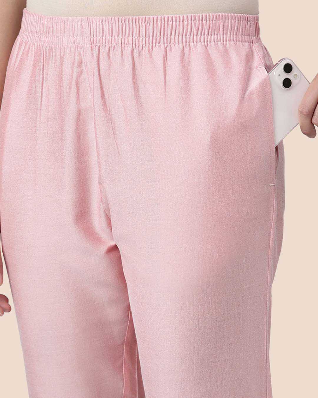 Luxury Pink Smoothie Women Metallic Straight Pant