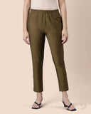 Metallic Straight Pant - Pine Tree