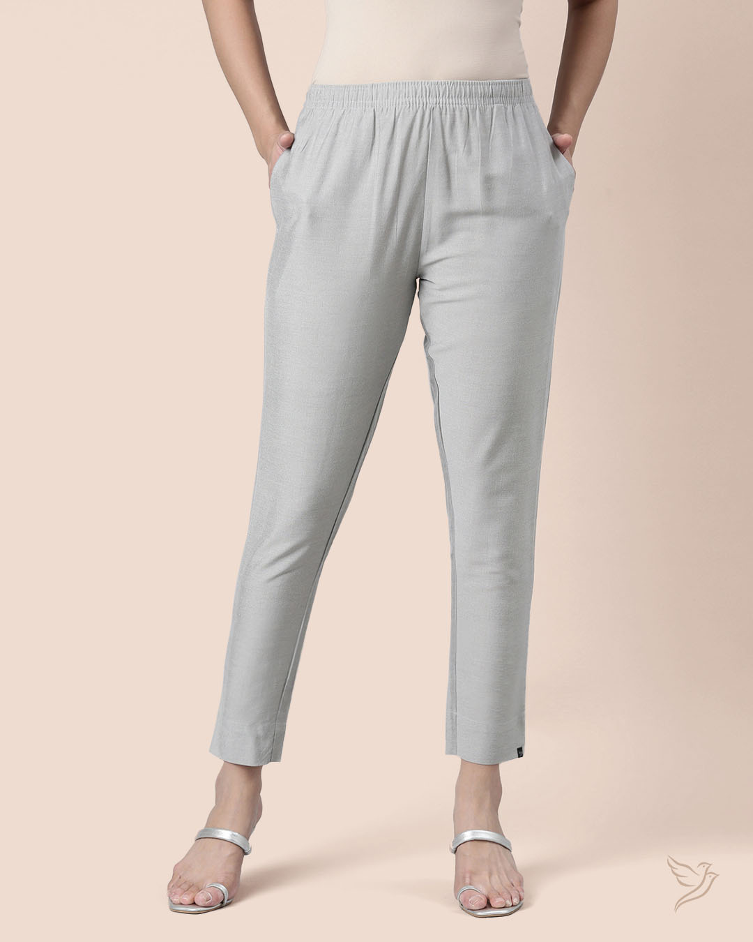 Silver String Women Metallic Straight Pant