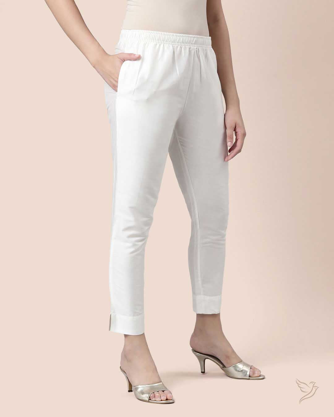 Buy Metallic White Women Stylish Metallic Straight Pant Online