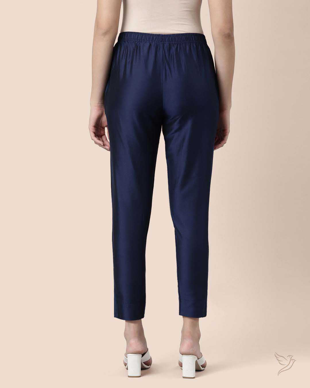 Buy Navy Horizon Women Stylish Metallic Straight Pant Online