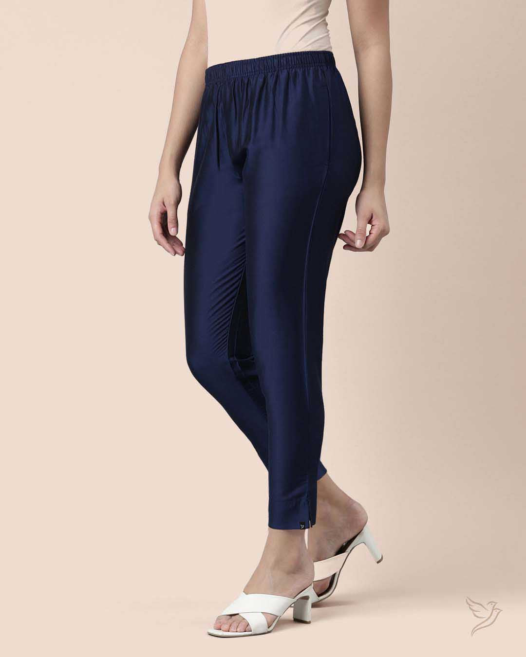 Navy Horizon Metallic Straight Pant for Women