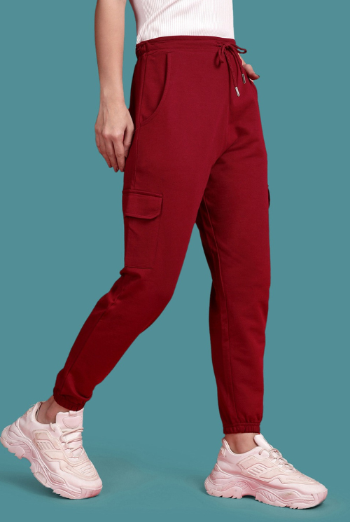 Mid Raise Jogger - Burgundy