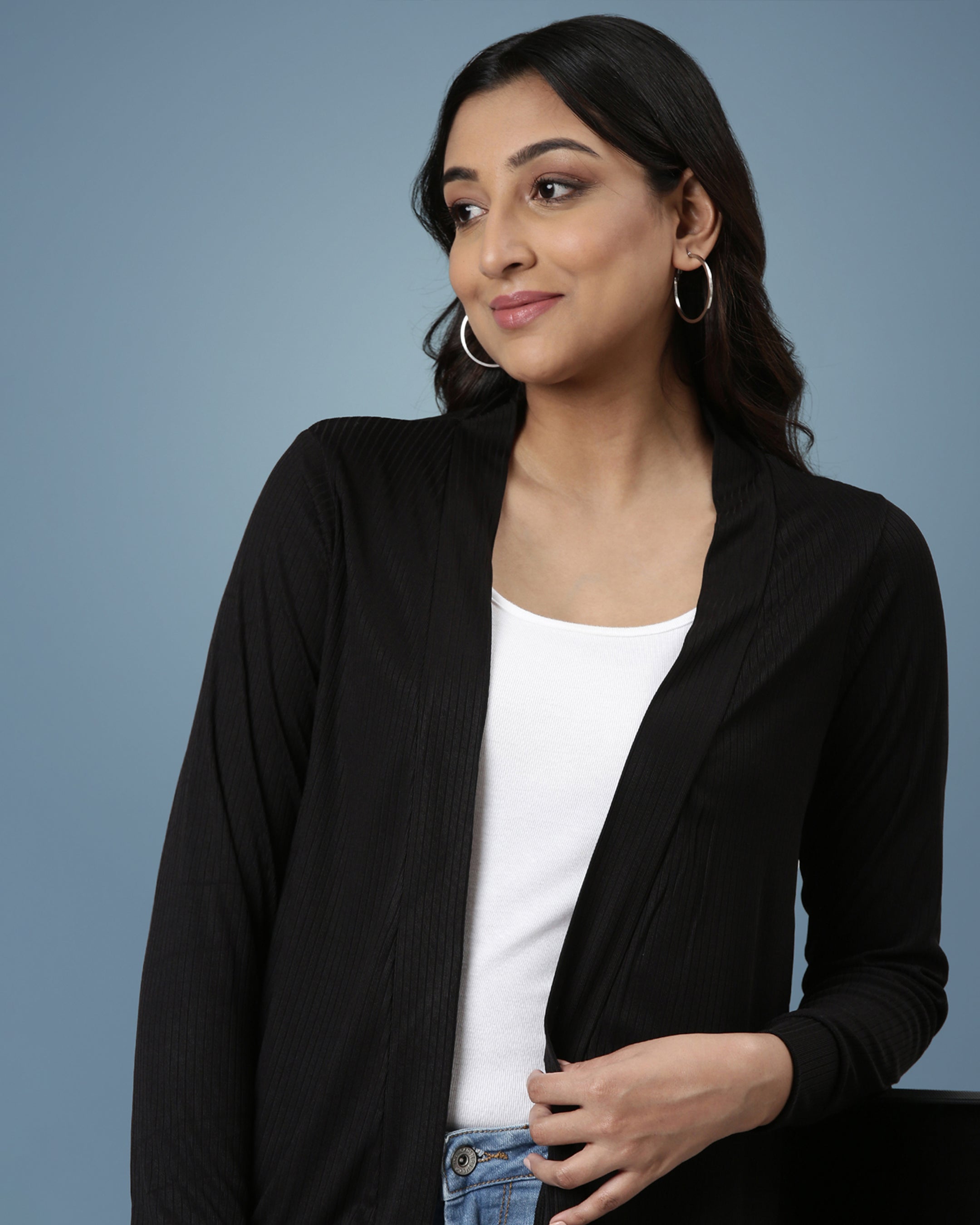 Buy Black Durby Women Stylish Long Sleeve Shrug Twin Birds Store