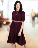 Solid Wrinkle Dress - Grape Vine