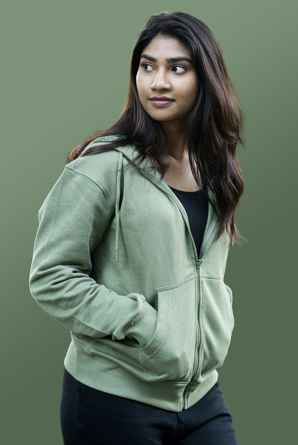 Zipper Hoodies - Olive Green