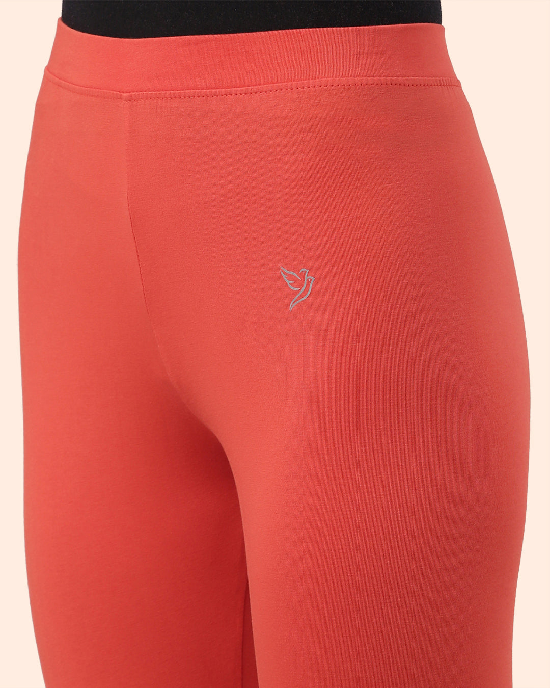 Comfortable Coral Flame Cotton Churidar Legging