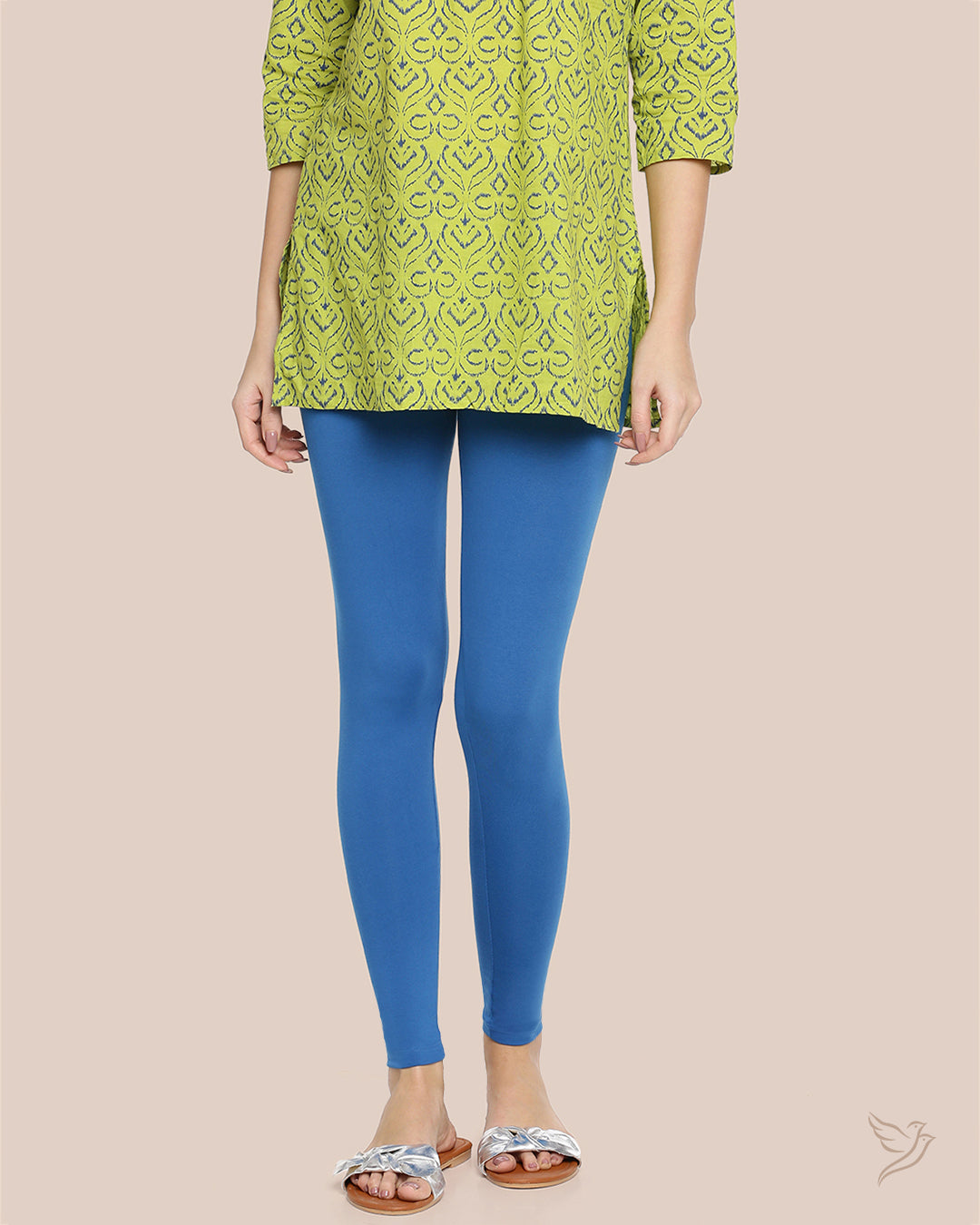 Blue Spring Cotton Ankle Legging