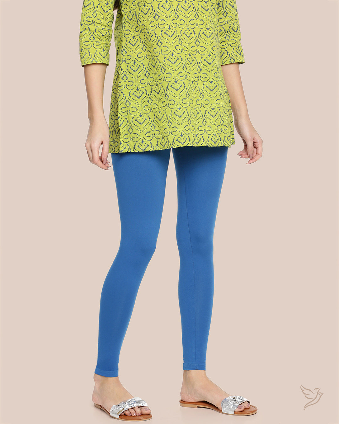 Blue Spring Cotton Ankle Legging for Women