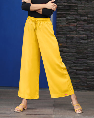 Solid Wide Leg Palazzo - Sweet Corn