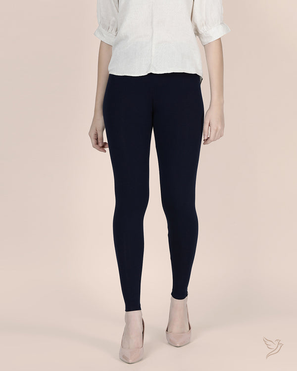 Women Viscose Ankle Legging - Navy Ribbon