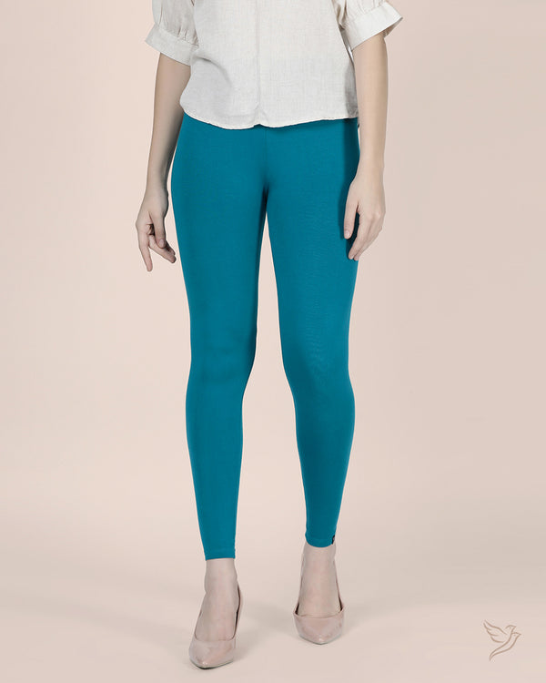 Women Viscose Ankle Legging - Pagoda Blue