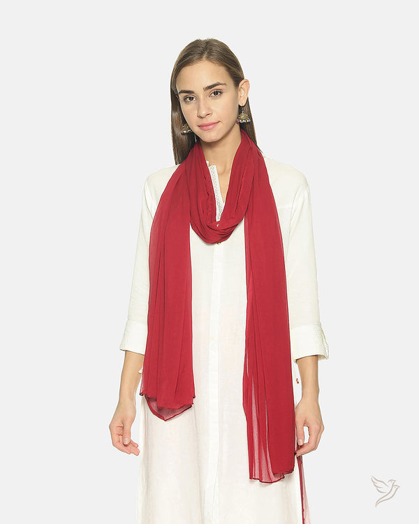 La Burgandy Women Matching Shawl