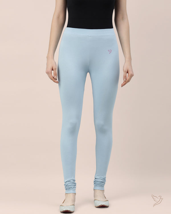 Mid Blue Cotton Churidar Legging