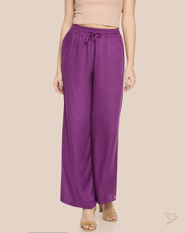 Solid Wide Leg Palazzo - Vapour Violet