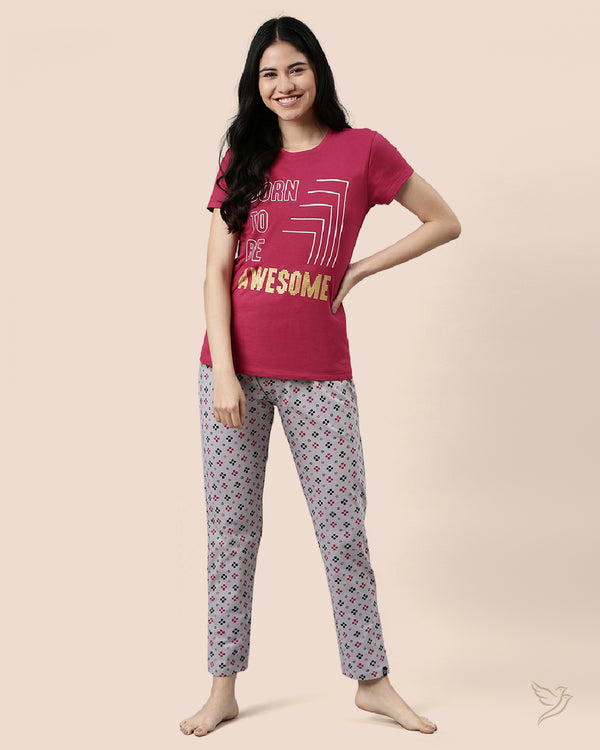 Women Printed Lounge Wear Pyjama Set