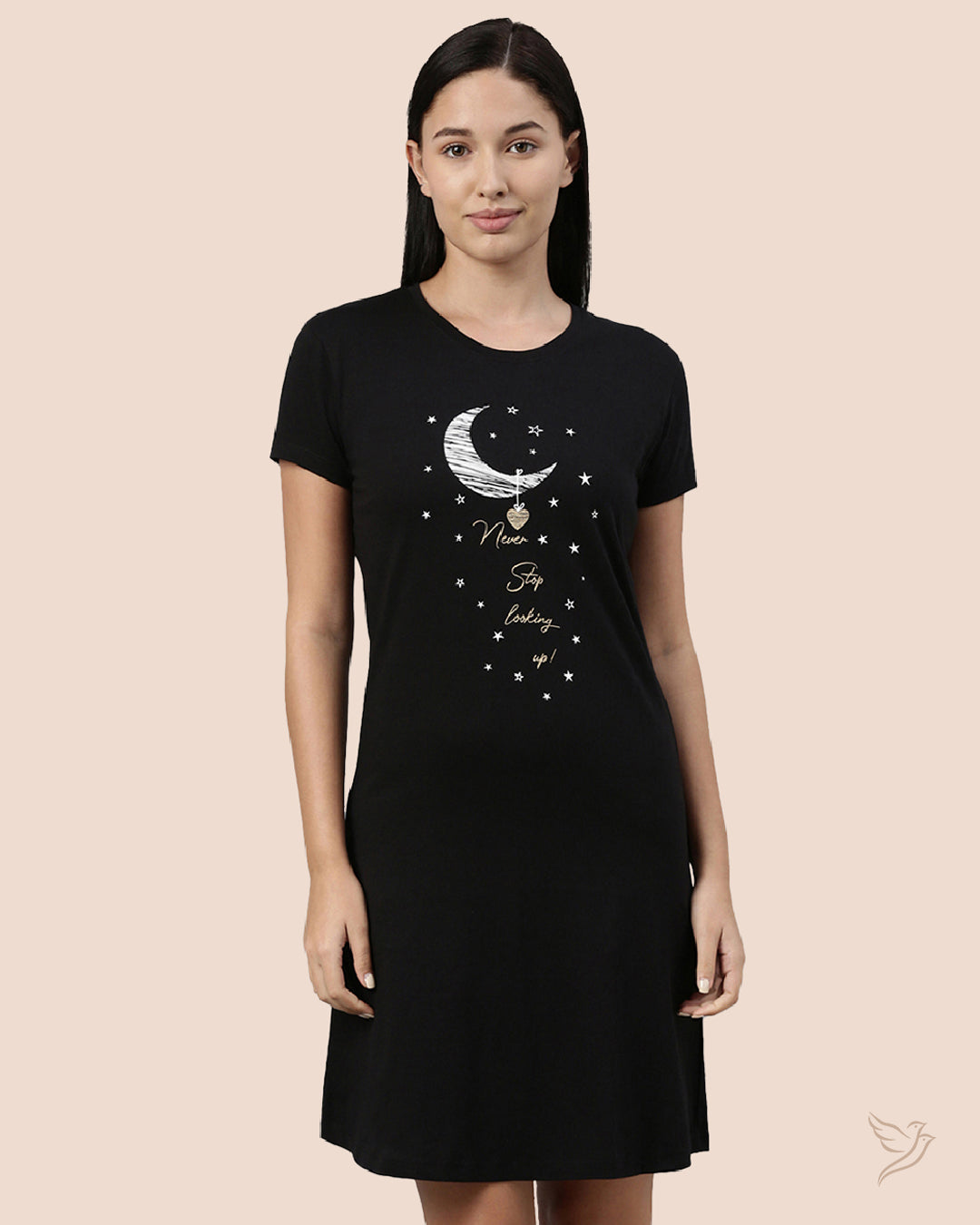 LT0007 - Black Women Lounge Wear Long Tee