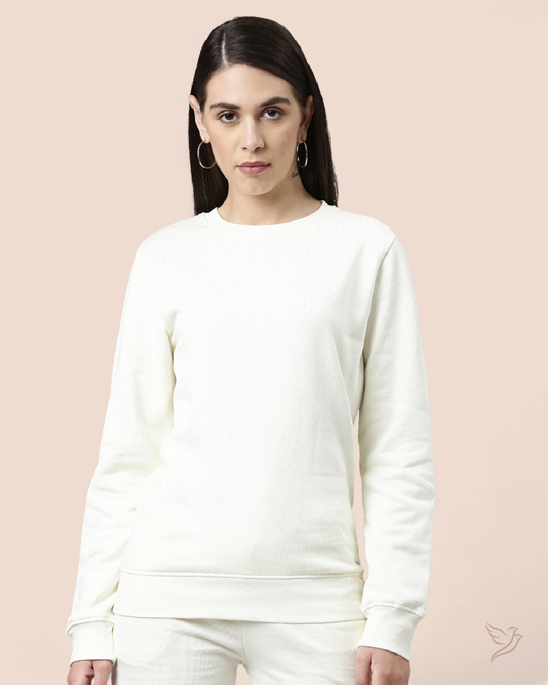 Women Sweat Shirt Off White Twin Birds Store