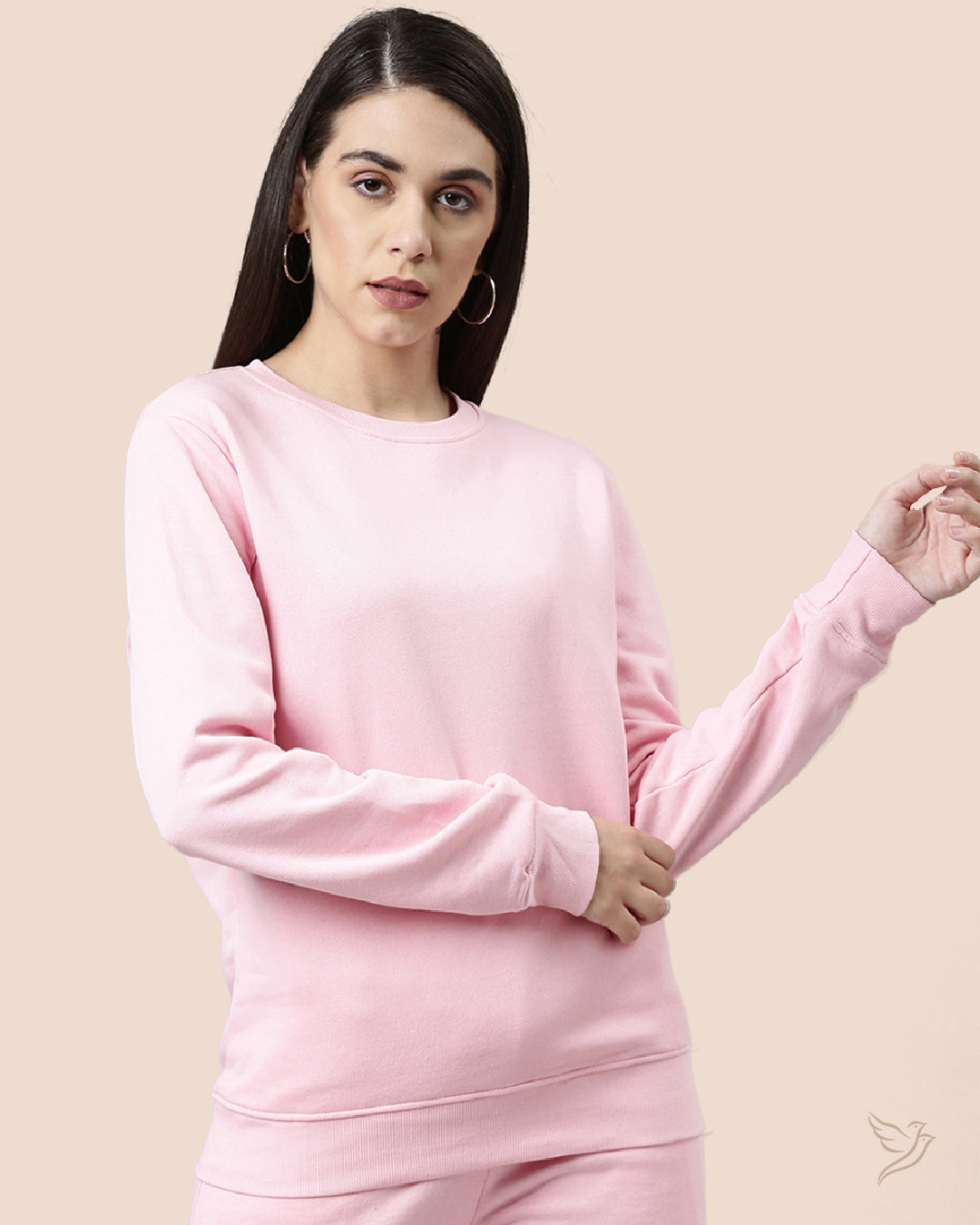 Light Pink Women Sweat Shirt 