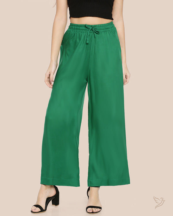 Lucky Bamboo Women Solid Wide Leg Palazzo