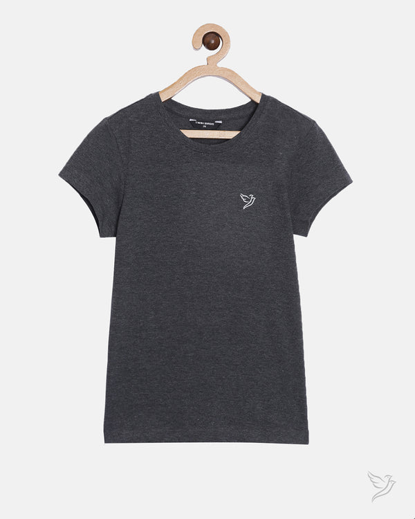 Kids Solid T Shirt - Charcoal Melange