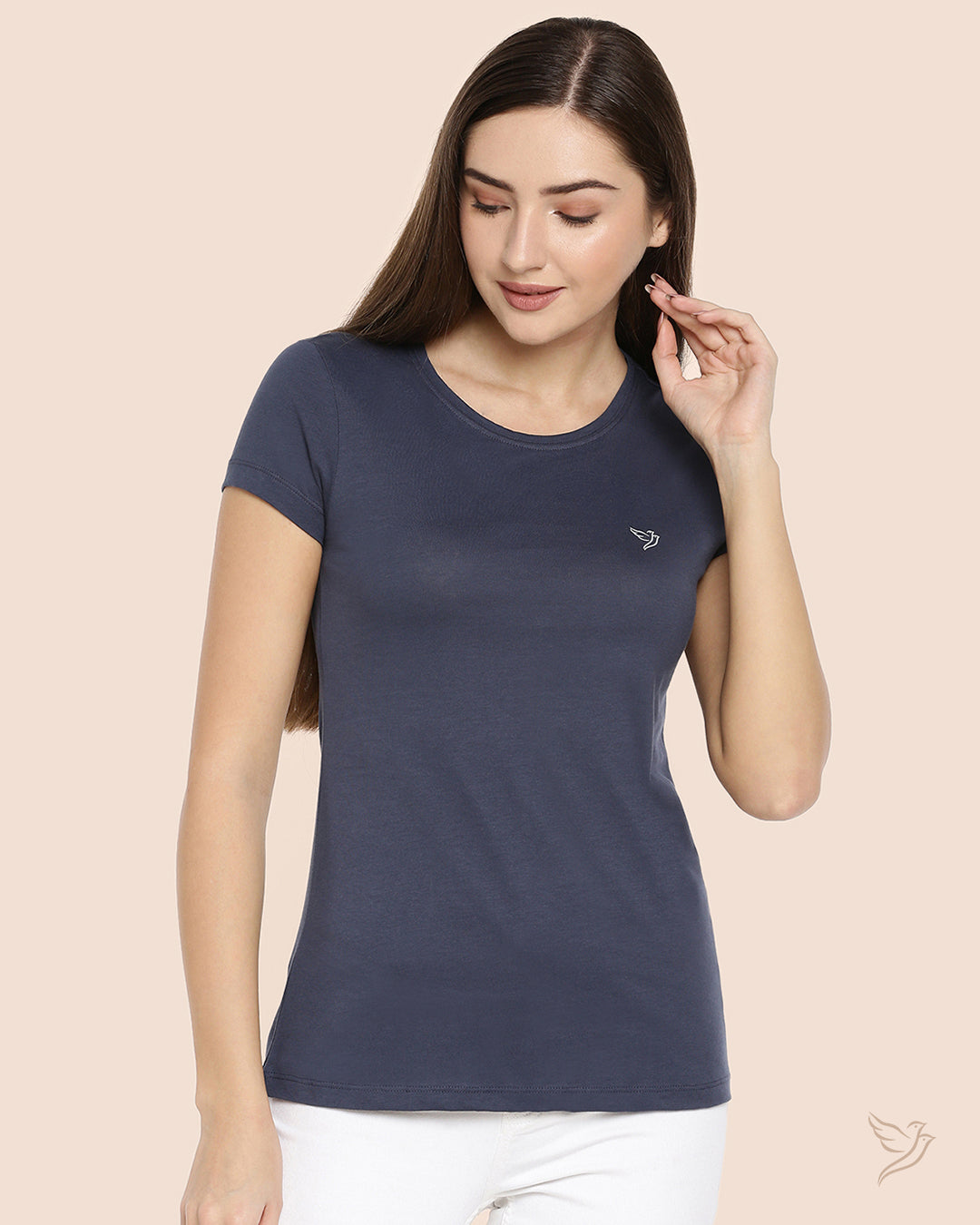 Indigo Denim Women Slim Fit Signature Tee