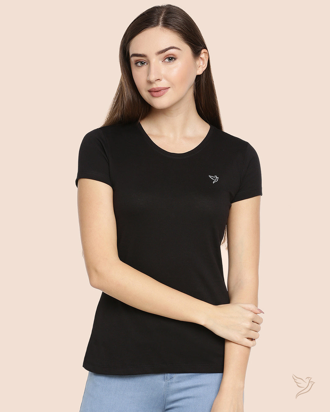 Carbon Black Women Slim Fit Signature Tee