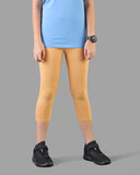 Kids Cotton Capri Legging - Caramel Custard