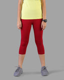 Kids Cotton Capri Legging - Mehandi Maroon