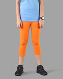 Kids Cotton Capri Legging - Orange Tango