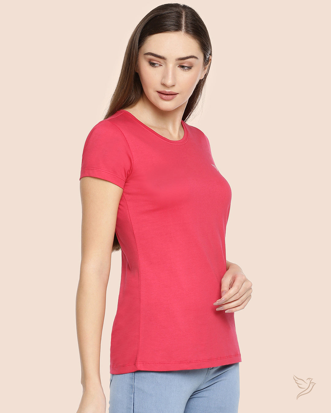 Pink Paradise Slim Fit Signature Tee for Women