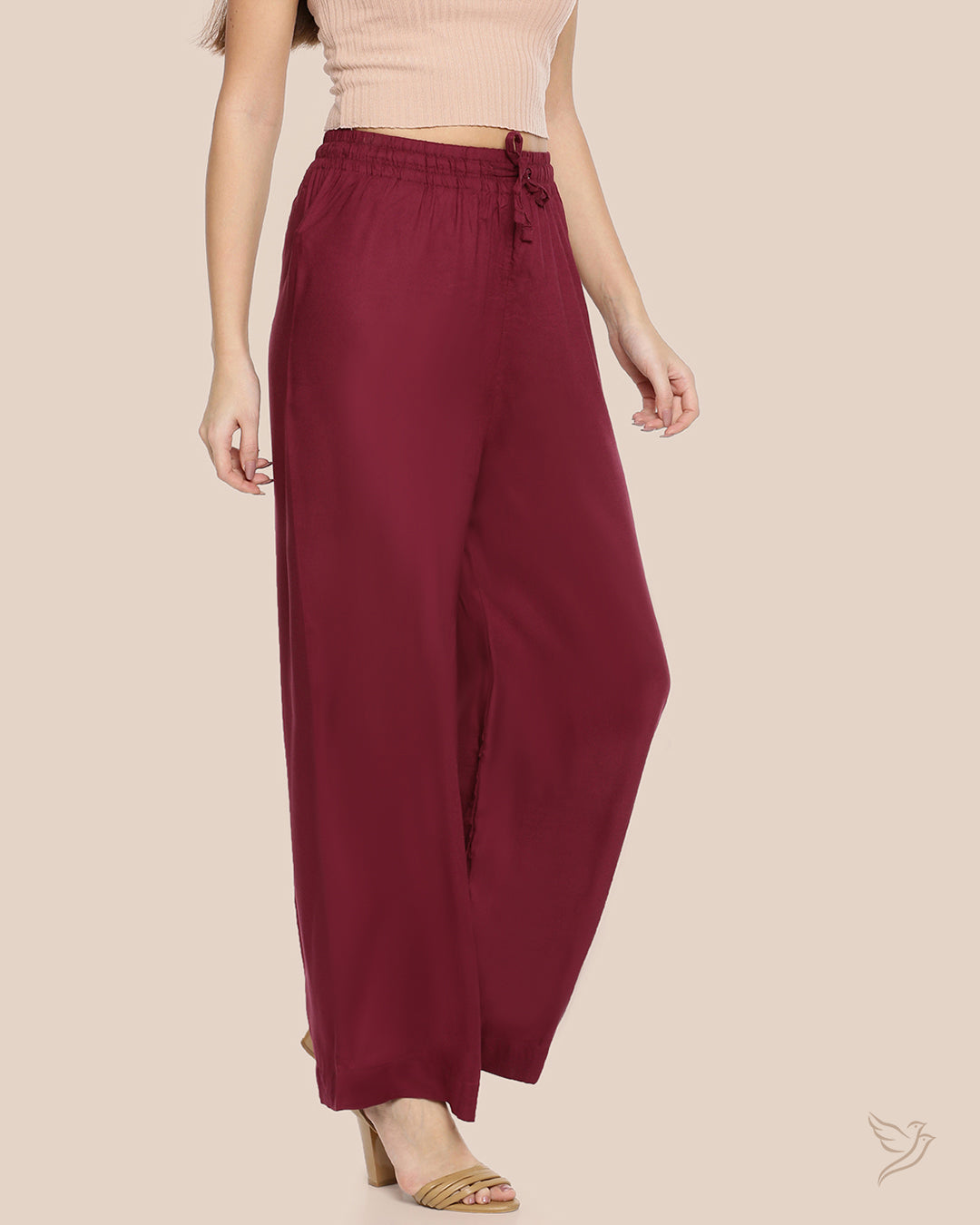 Grape Vine Solid Wide Leg Palazzo for Women