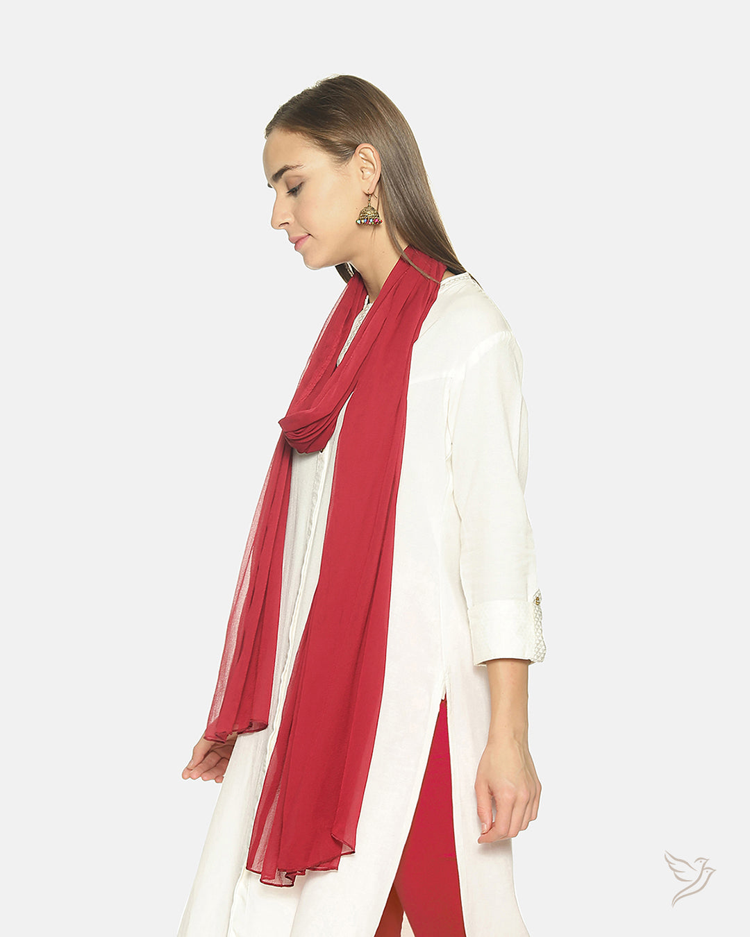 La Burgandy Women Matching Shawl for College Girls