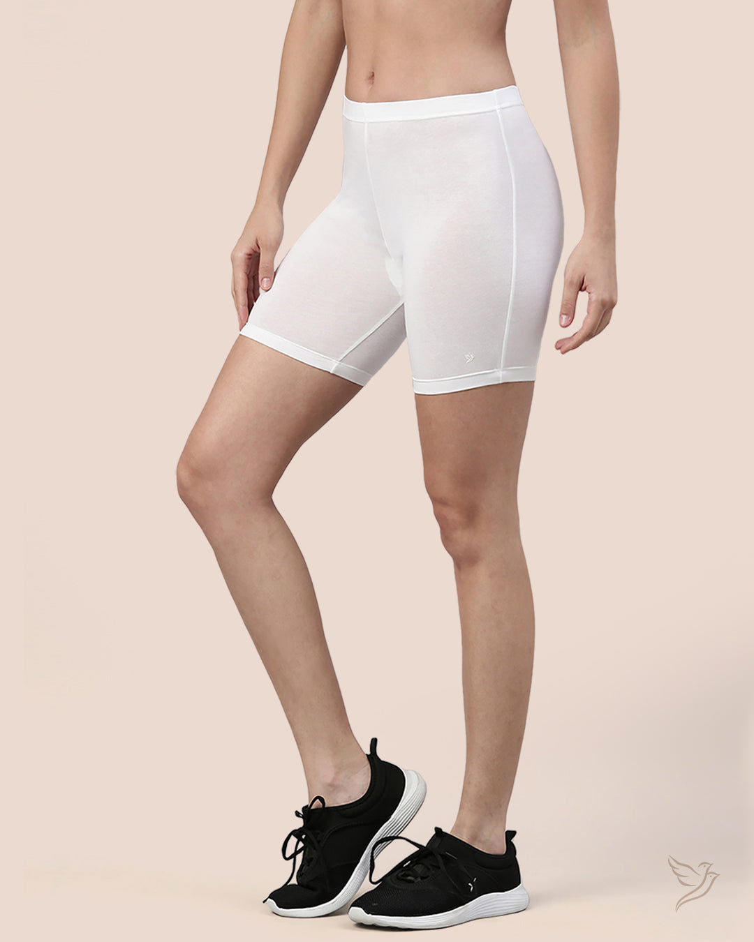 Pearl White Secura Shorts for College Girls