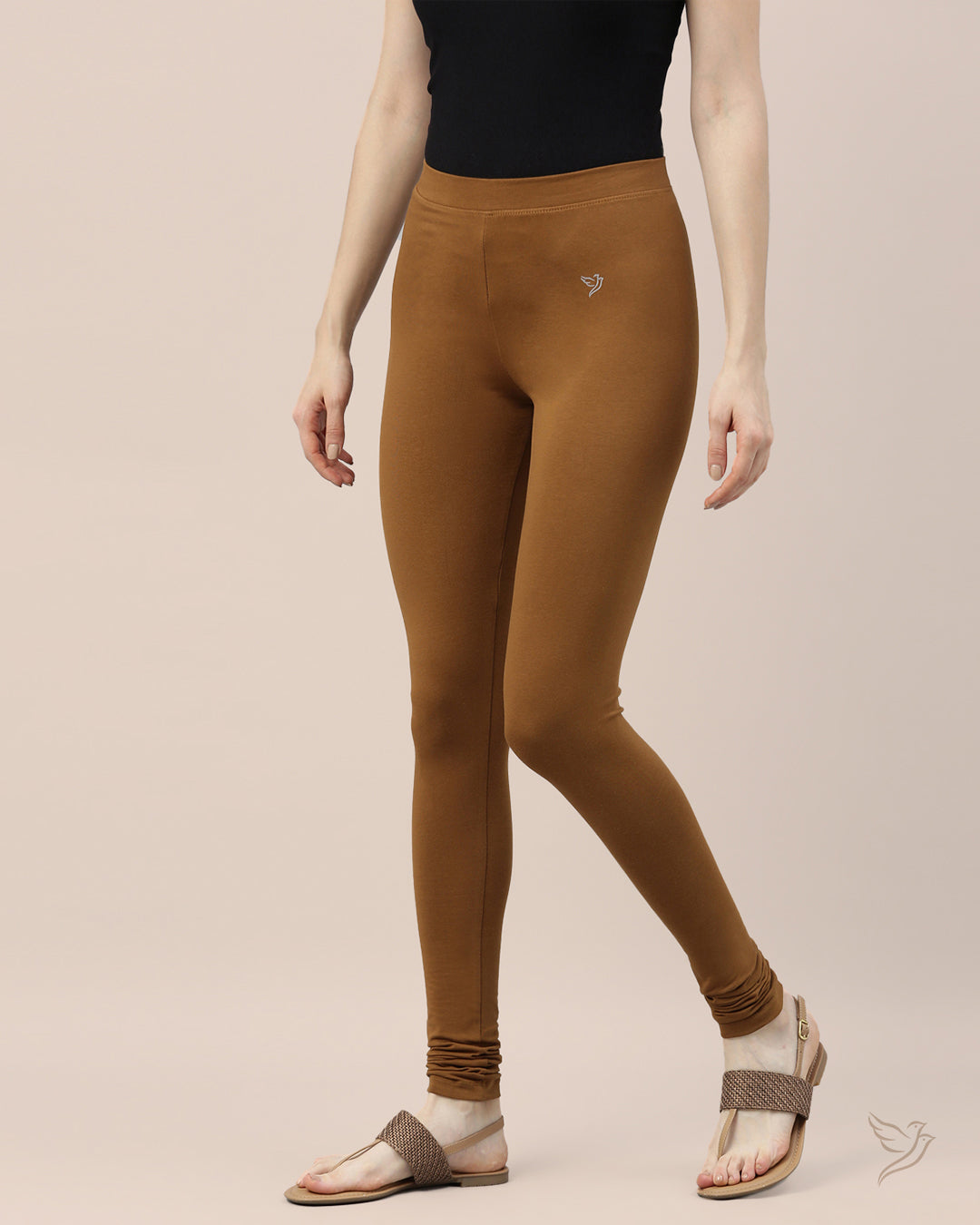 Golden Brown Cotton Churidar Legging for Women