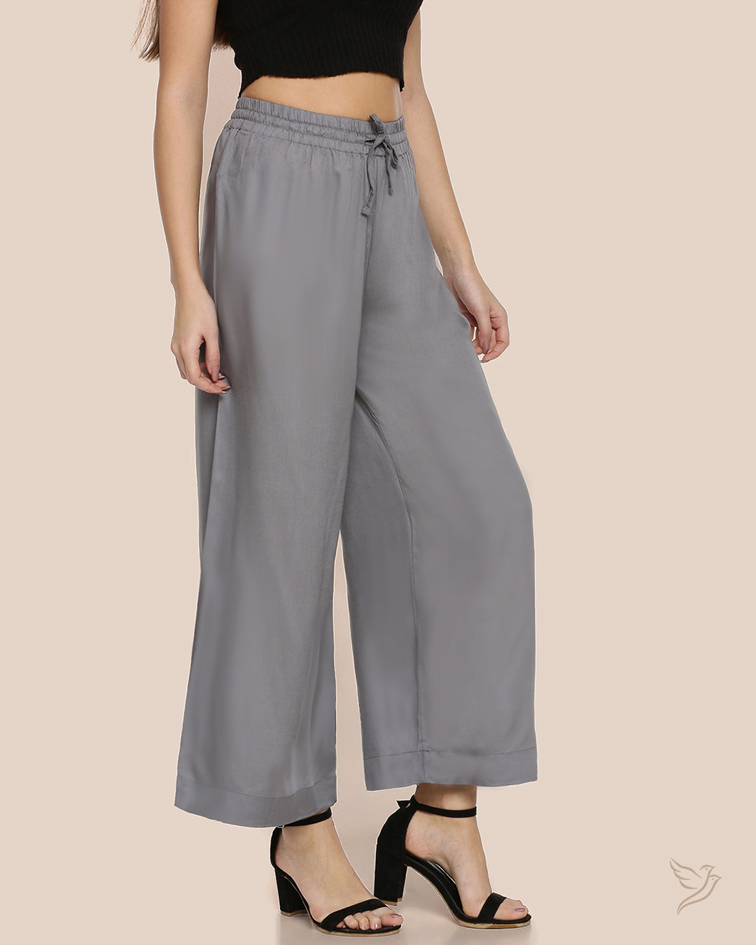 Anthrazite Grey Solid Wide Leg Palazzo for Women