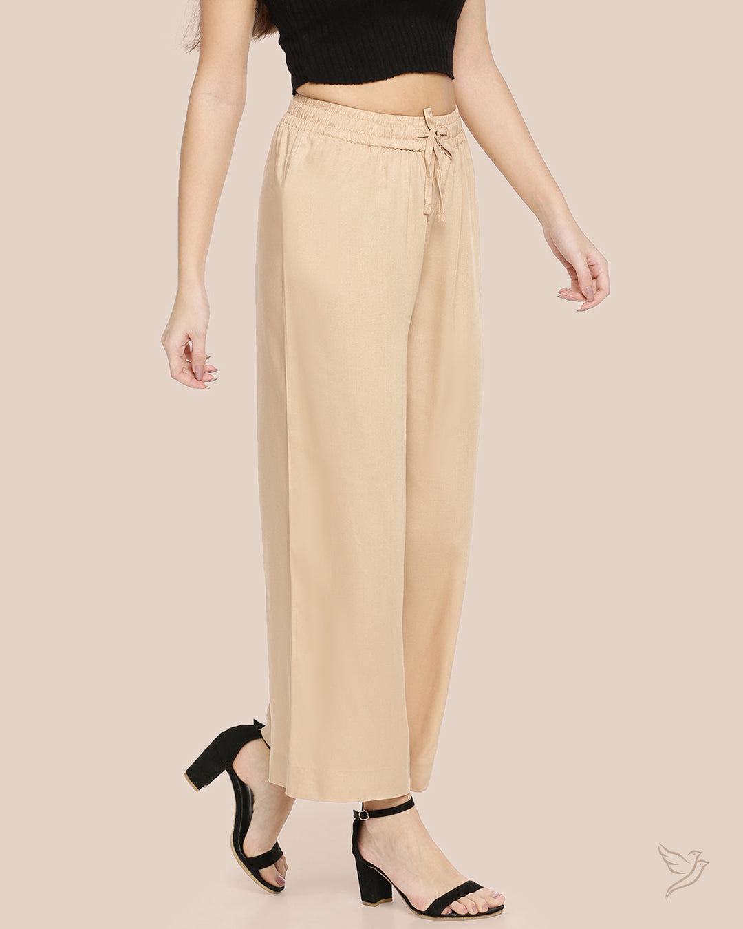 Butter Scotch Solid Wide Leg Palazzo for Women